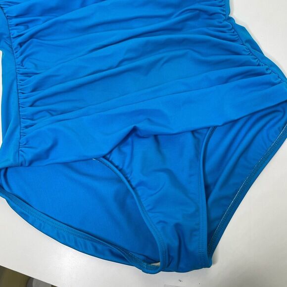 MIRACLESUIT Rialto Swimsuit Size 14 Slimming Shaper Ruched Blue Tummy Control - Picture 3 of 16